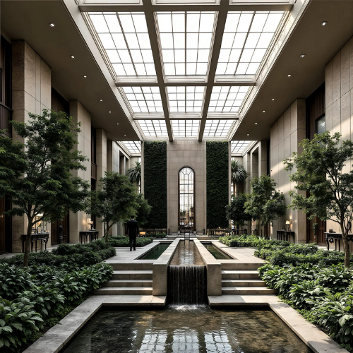 A Textile Barrisol virtual window and ceiling